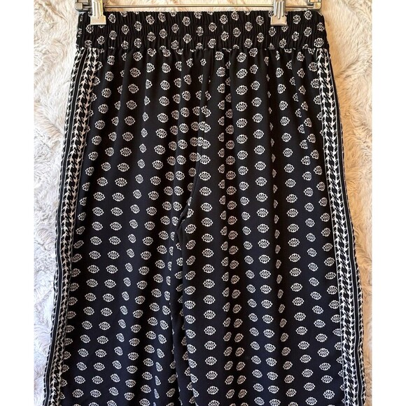 Max Studio Pants Womens Small Black White Patterned Wide Leg Boho Comfort - Picture 4 of 10